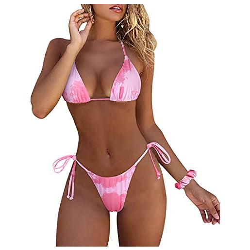RXRXCOCO bikini sexy brasiliano, da donna, set a triangolo, top bikini perizoma, colore: rosa. , l