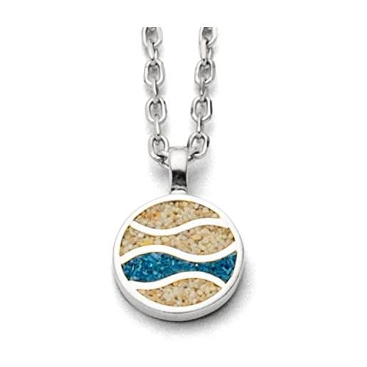 DUR k2516 - collana in argento sterling 925 con sabbia da spiaggia, 42 cm, colore: beige blu, 420 mm, argento sterling, nessuna pietra preziosa
