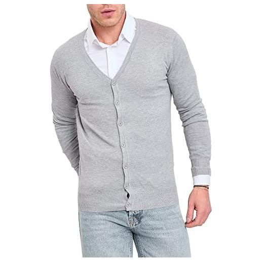 Subliminal Mode - gilet cardigan uomo manica lunga maglia leggera ideale su camicia con bottone bx888, 806 nero, l