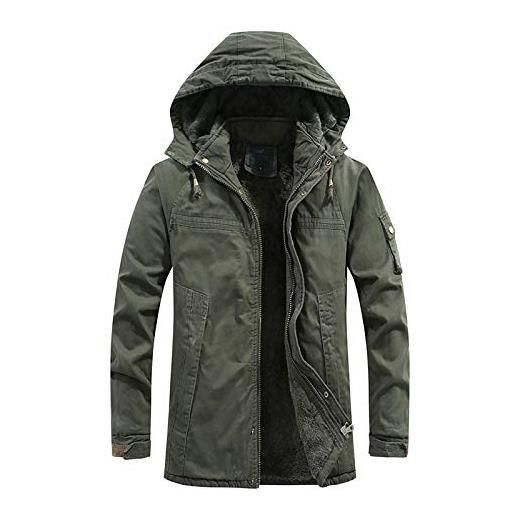 Generico piumino 100 grammi giacca calda softshell windproof coat soft per sleeve men winter long men's coats & jackets giacche classiche giacca casual primavera (army green, l)