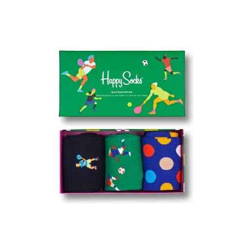 Happy Socks unisex 3-pack sports gift set socks, green, 41-46 (3er pack)
