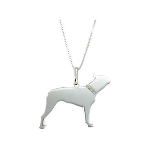 PS collana con pendente cane razza boston terrier ciondolo argento - incisione gratuita