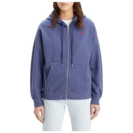 Levi's standard zip sweatshirt, felpa con cappuccio donna, crown blue, 18x18pollici