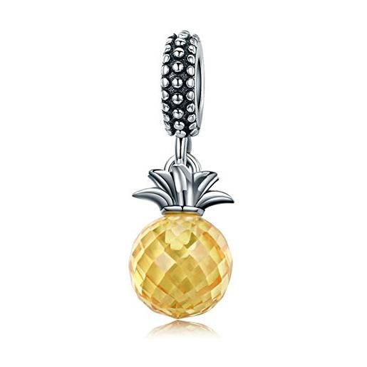 YiRong Jewelry ciondolo a forma di ananas, in argento sterling 925, a forma di frutta, idea regalo, per braccialetti pandora