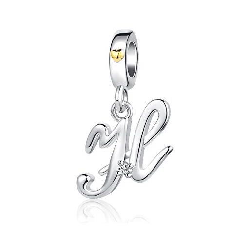 MiniJewelry - ciondolo a forma di lettera a-z, con lettera dell'alfabeto, in oro, per braccialetti pandora, per donne e ragazze e rame, cod. 916