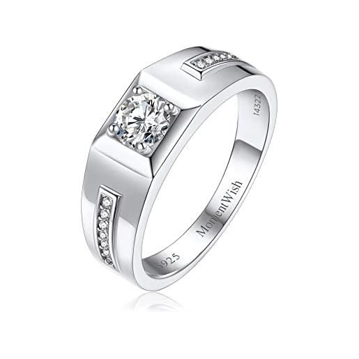 MomentWish anello uomo, moissanite anello nuziale per gli uomini, banda nuziale d'argento s925 anelli per uomini donne-size47(14.9)