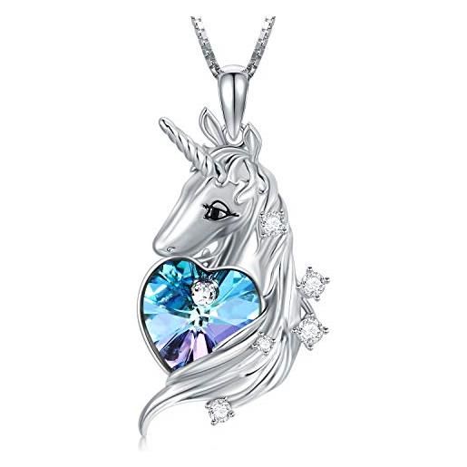 TOUPOP collana in argento sterling con unicorni magici per ragazze, regalo di compleanno per figlia, adolescenti e ragazze, argento sterling, 