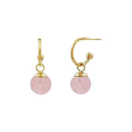 NOBLENATURE noble nature boho - orecchini placcati in oro 24 carati, con pietre naturali e acciaio inox dorato, colore: quarzo rosa