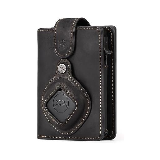 Will Fire® mag. Flap multi. Tag wallet porta carte pelle, nero , s, portafoglio sottile