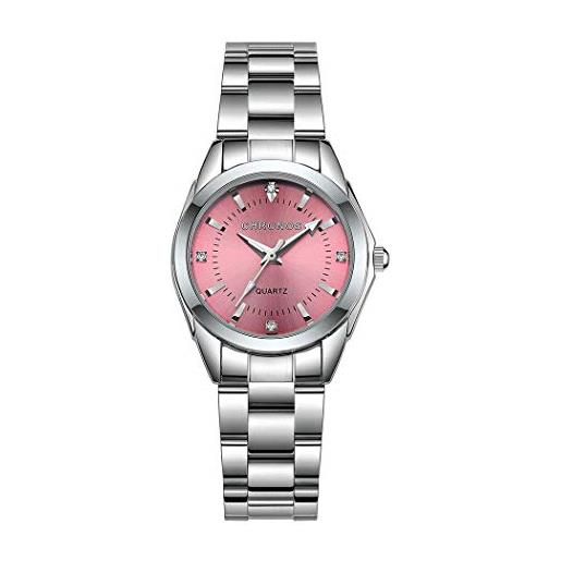 SMAEL donne orologi, l'ananas classico elegante strass acciaio inossidabile cinturino quarzo orologi da polso women watches wristwatches (argento+rosa)