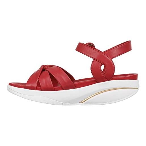 MBT kaweria 7 w, donna sandalo con suola curva sandali, sandalo roll-on, suola tonda, scarpa casual, rosso (red), 39 eu / 6 uk