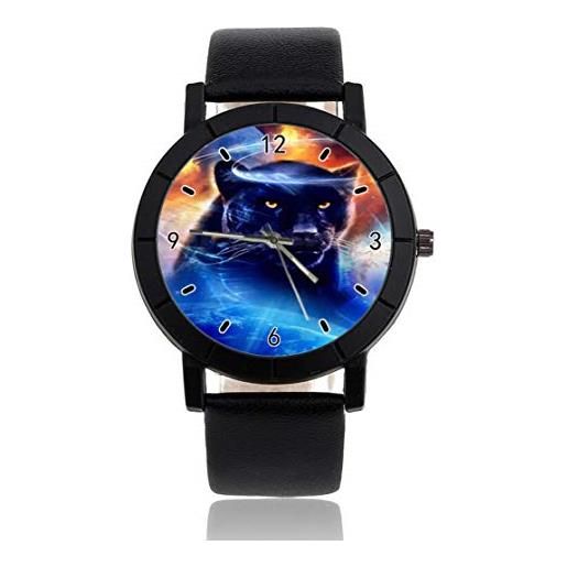 Homeloden black panther aurora personalizzato orologio personalizzato casual cinturino in pelle nera orologio da polso per uomini donne orologi unisex