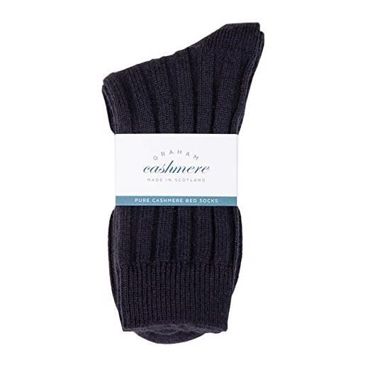 Graham Cashmere - calzini da letto da uomo, in puro cashmere, realizzati in scozia, in confezione regalo, colore: blu navy