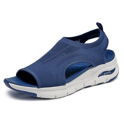 Skechers arch fit city catch donna sandali, black knit, 39 eu