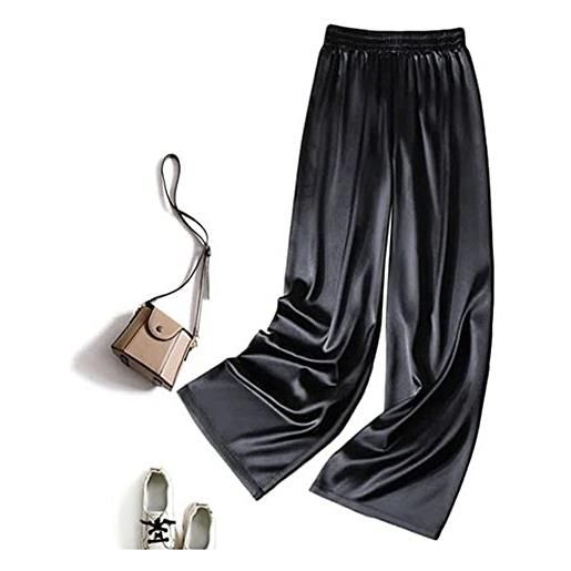 KSFBHC pantaloni dritti da donna gamba larga a tutta lunghezza streetwear pantaloni larghi casuali pantaloni in raso (color: style7, size: l)