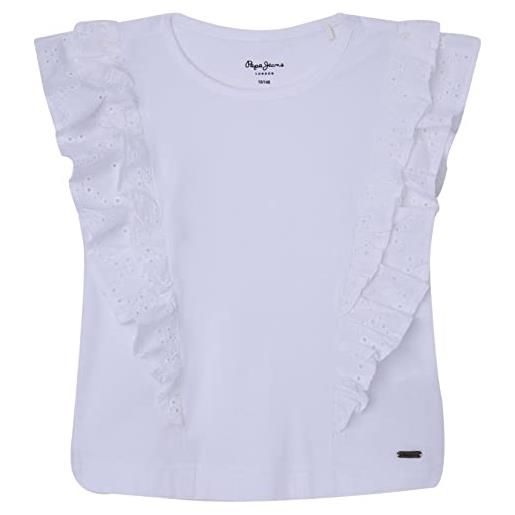 Pepe Jeans nicolasa, t-shirt bambine e ragazze, bianco (white), 4 anni