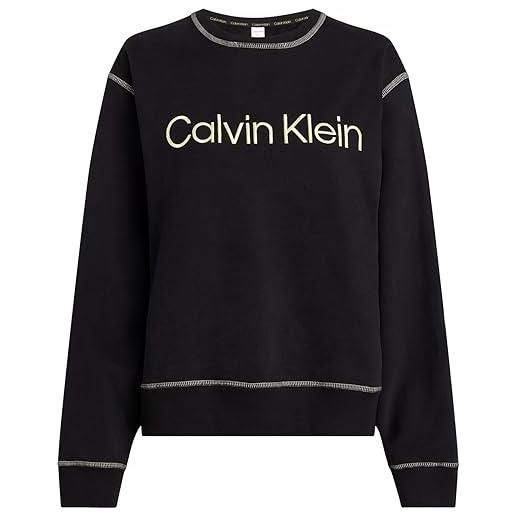 Calvin Klein felpa donna l/s cotone, multicolore (black/sunny lime), m