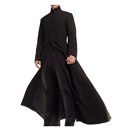 MAXDUD cappotto lungo matrice da uomo celebrity keanu nero girocollo trench matrix cappotto, nero - cotone, l