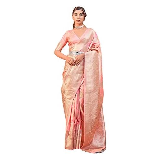 Shri Balaji Silk & Cotton Saree Emporium abbigliamento da donna indiano tradizionale delle nazioni unite con cuciture in seta saree 8204, rosa, come mostrato