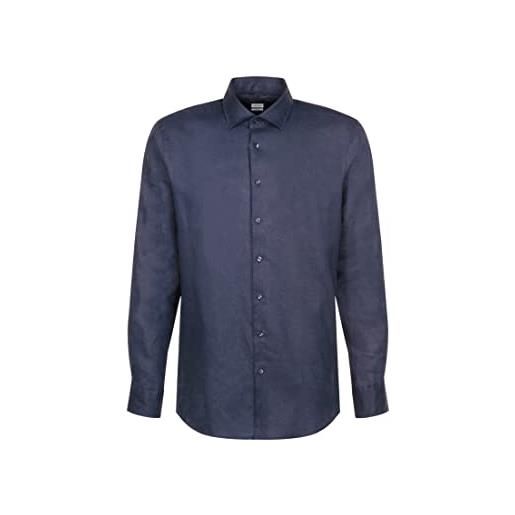Seidensticker camicia a maniche lunghe regular fit maglietta, blu scuro, 38 uomo
