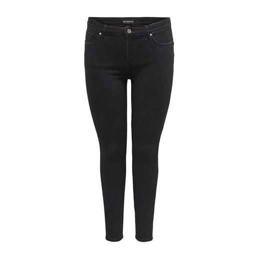 ONLY CARMAKOMA carpower mid ph up sk dnm rea3659 noos jeans skinny fit, denim nero, 50w x 32l donna