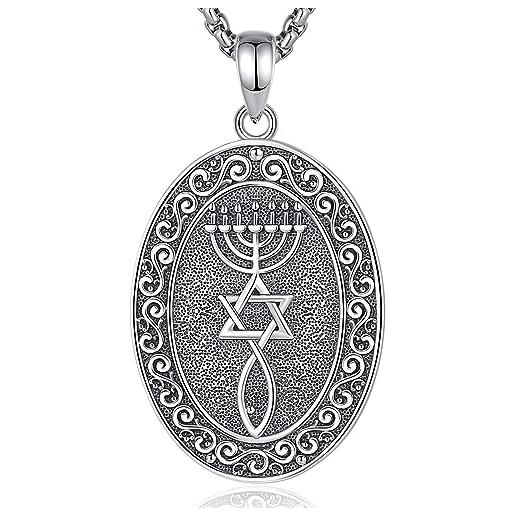 EUDORA Harmony Ball collana con sigillo messianico in argento sterling 925 per uomini e donne, ciondolo giudaismo messianico amuleto cristianesimo protezione gioielli regalo religione, 20+2
