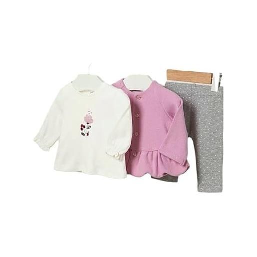 Mayoral completo invernale 3 pezzi per neonata 4-6 mesi 70 cm con giacchina - maglietta e legging grigio a pois