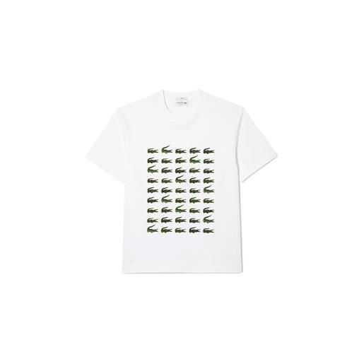 Lacoste th1311 t-shirt manica lunga sport, bianco, 3xl unisex-adulto