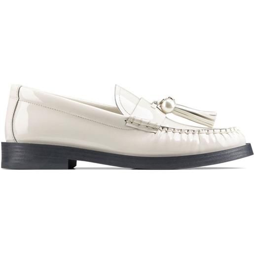 Jimmy Choo addie pearl-embellished leather loafers - bianco