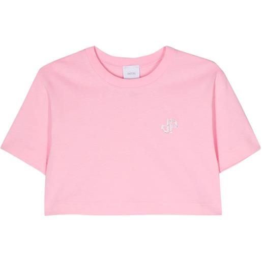 Patou t-shirt crop con decorazione - rosa