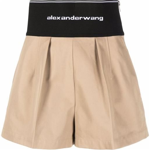 Alexander Wang shorts con logo - marrone