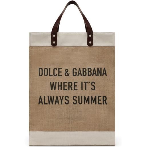 Dolce & Gabbana borsa tote shopping con stampa - toni neutri