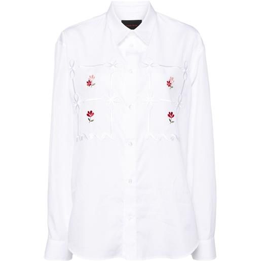 Simone Rocha camicia con ricamo a fiori - bianco