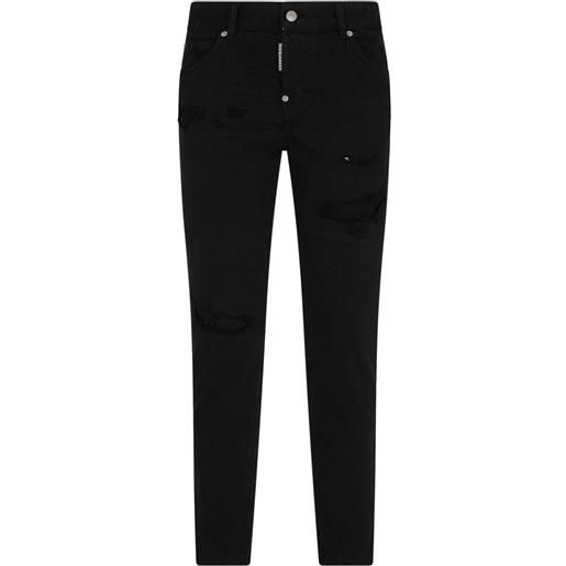 Dsquared2 jeans slim black bull con effetto vissuto - nero