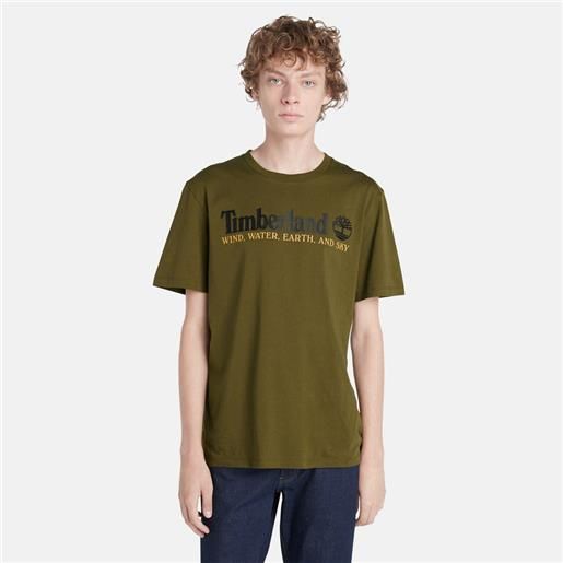 Timberland t-shirt wind, water, earth and sky da uomo in verde verde