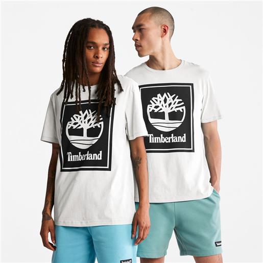 Timberland t-shirt stack logo all gender in bianco bianco unisex