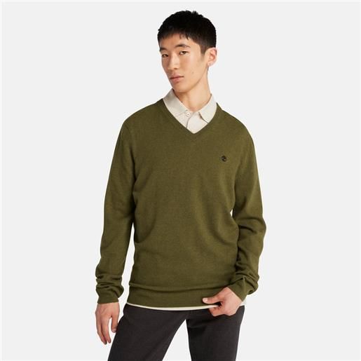 Timberland maglione con scollo a v cohas brook da uomo in verde verde
