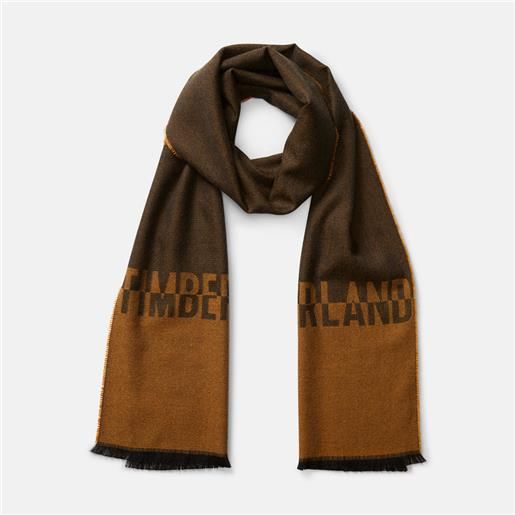 Timberland sciarpa bicolore con logo da uomo in marrone marrone