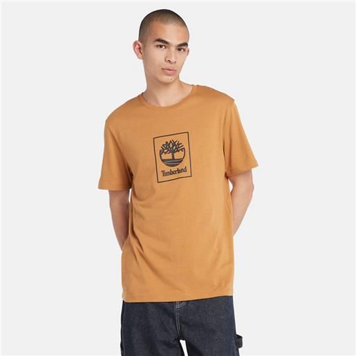 Timberland t-shirt stack logo da uomo in arancione giallo/colore nero