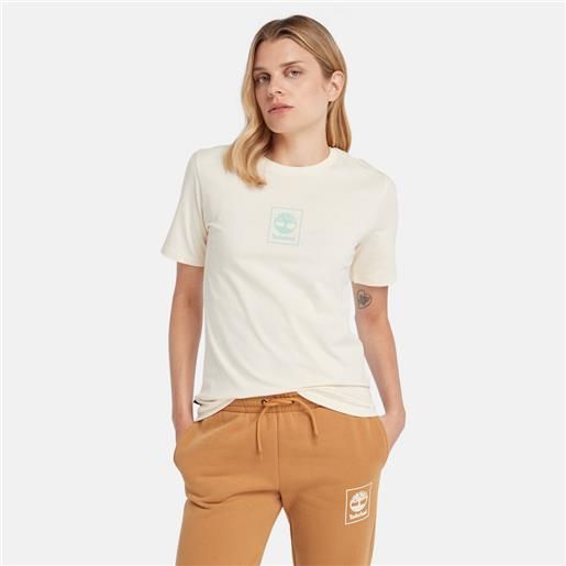 Timberland t-shirt stack logo da donna in bianco bianco