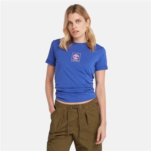 Timberland t-shirt stack logo da donna in blu blu