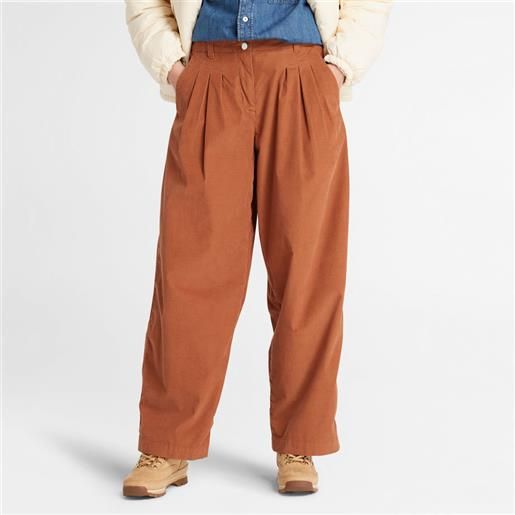 Timberland pantaloni in velluto a coste sottili da donna in color terracotta marrone