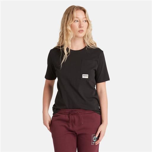 Timberland t-shirt con tasca obliqua da donna in colore nero colore nero