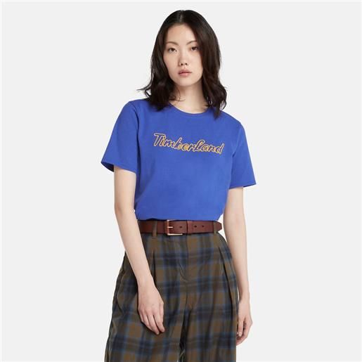 Timberland t-shirt con logo testurizzato da donna in blu blu
