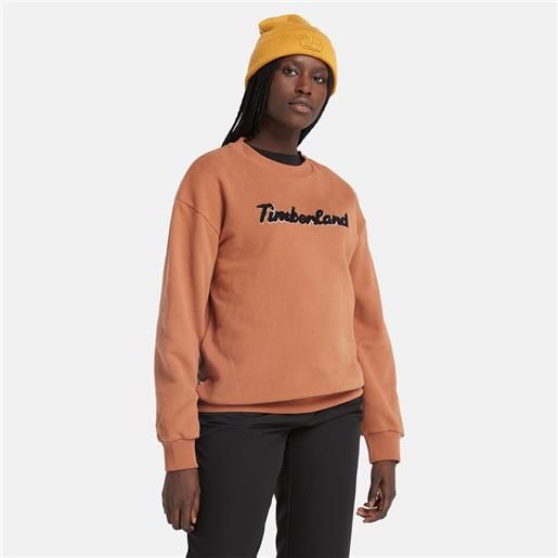 Timberland felpa girocollo con logo da donna in color terracotta marrone