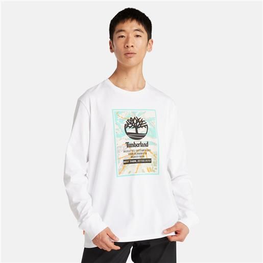 Timberland t-shirt maniche lunghe ski school all gender in bianco bianco uomo