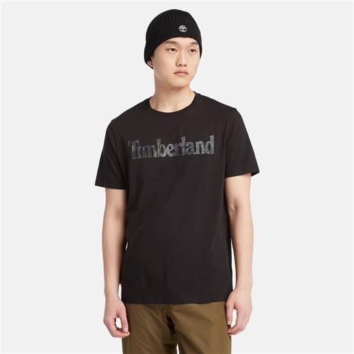 Timberland t-shirt con logo mimetico da uomo in colore nero colore nero