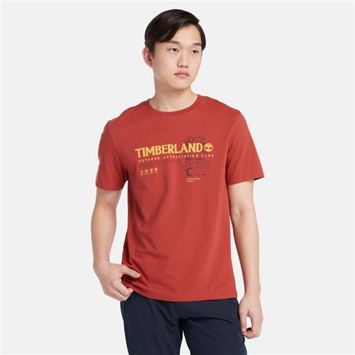 Timberland t-shirt con grafica outdoor da uomo in rosso rosso