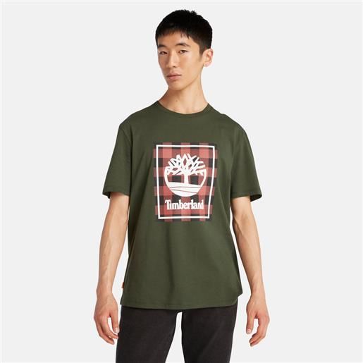 Timberland t-shirt a maniche corte buffalo da uomo in verde scuro verde