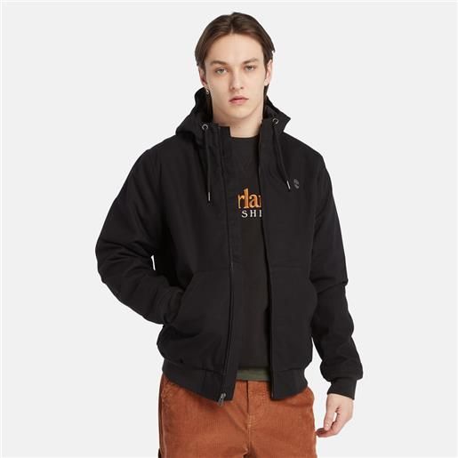 Timberland giacca bomber con cappuccio in tela imbottita da uomo in colore nero colore nero